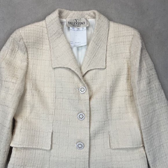Valentino Boutique Vintage Wool Blazer Vanilla Shawl Collar Made in Italy - Picture 3 of 11